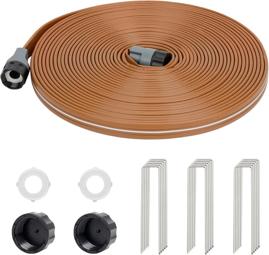 LINEX Sprinkler Soaker Hose 50 ft for Garden, Watering Hose with Holes, High-Efficiency Sprinklers System for Lawn and Garden with Staples