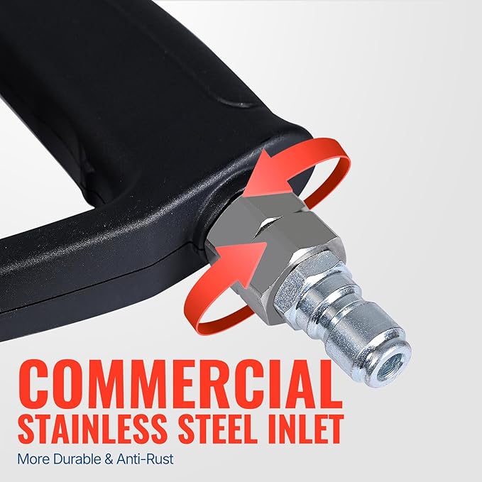 YAMATIC Short Pressure Washer Gun with Stainless Steel Swivel 3/8" Quick Connector, Power Washer Handle with Easy Pull Trigger Replacement for Ryobi, Simpson, Craftsman, DeWalt, 4000 PSI