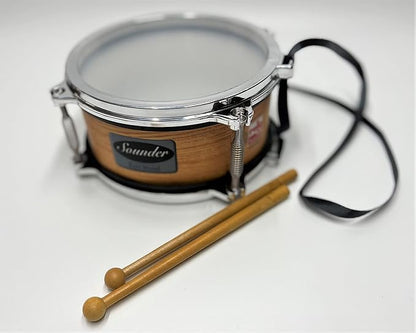 Tap-Along Sounder Snare Drum with Double Sided Batter Head Toy Tambourine Drum for Kids, Musical Instrument for Children 12 Months and Up Realistic Look with 2 Drum Sticks 7x7x3.5
