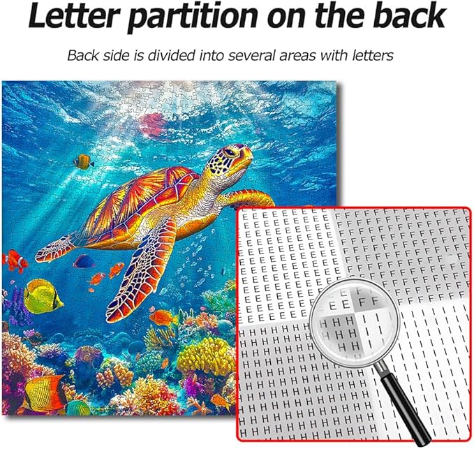 Bgraamiens Swimming Sea Turtle 1000 Piece Jigsaw Puzzle for Adults – Colorful Ocean Underwater Puzzle with Sea Life, Challenging and Relaxing Puzzle Game
