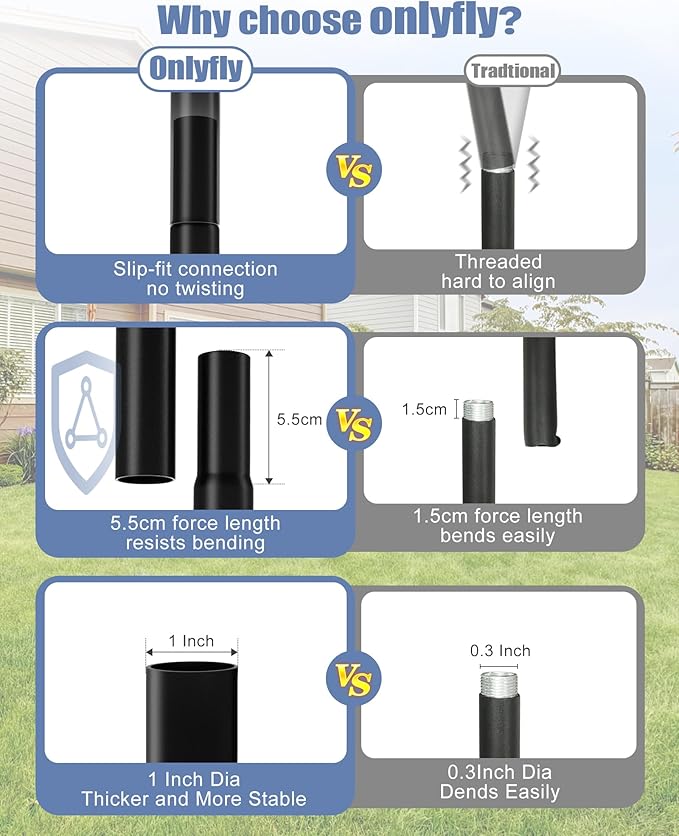 Bird Feeder Pole Stand – 104 Inch Height Feeding Station with 1-Inch Dia Heavy Duty for Hanging Feeders, Bird House Pole Mount Kit for Outdoor, Slip-Fit Connection