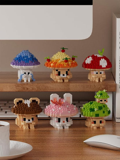 6 Set Mini Cute Mushroom Animals Building Toy Set Adorable Plant Blocks for Creative Play Bonsai Botanical Collection