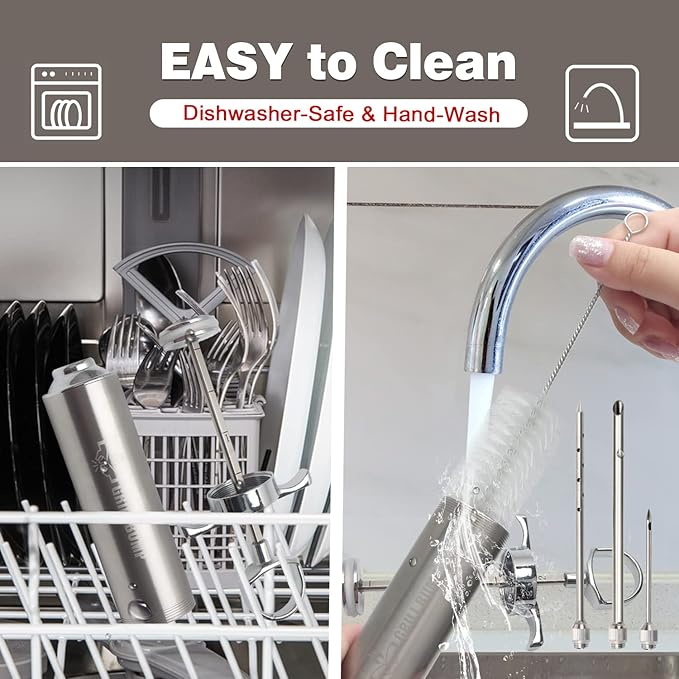 Meat Injector Syringe Kit with 3 Professional Marinade Injector Needles for BBQ Grill Smoker, Turkey and Brisket; 2-oz Large Capacity, Including Paper User Manual, Recipe E-Book (PDF)