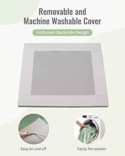 Blissful Diary Ultra Soft Baby Play Mat, 50x50 Floor Mat with Removable & Washable Slip-On Cover for Babies and Toddlers Infants, Sage Green