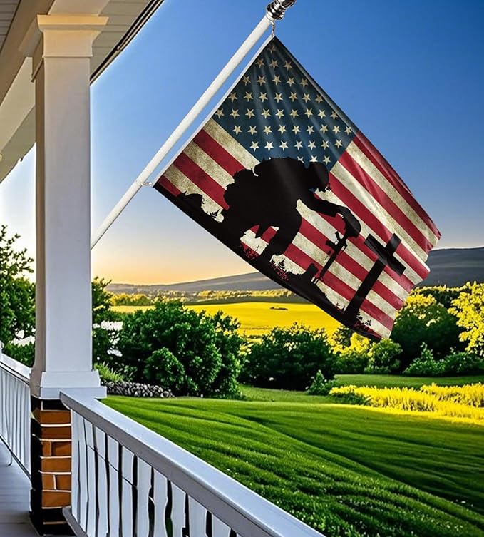 Memorial Day Flag 3x5 Ft for Outdoor Flag, Faith Over Fear Flag Remember Our Heroes Christian American Flags for Outside 3x5 Ft Double Sided Christian Banners with Brass Grommets