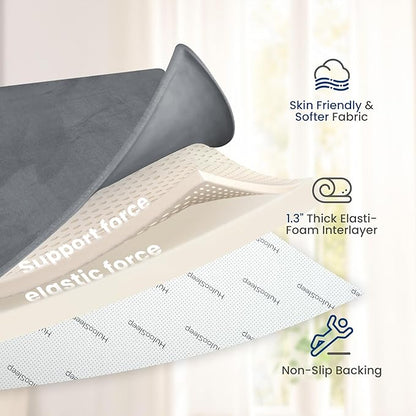 Baby Play Mat for Floor,1.3" Thick Elasti-Foam 50"×50" Playpen Mat for Tummy Time,Water Repellent Soft Coral Velvet for Toddler,Infant,Kids,Non-Slip Backing Safe for Crawling(Dark Grey)