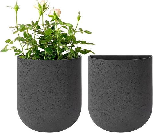 La Jolie Maison Wall Hanging Planters for Indoor Plants，Hanging Flower Pots for Air Plants Succulent, Set of 2, 6 Inch, Concrete Gray