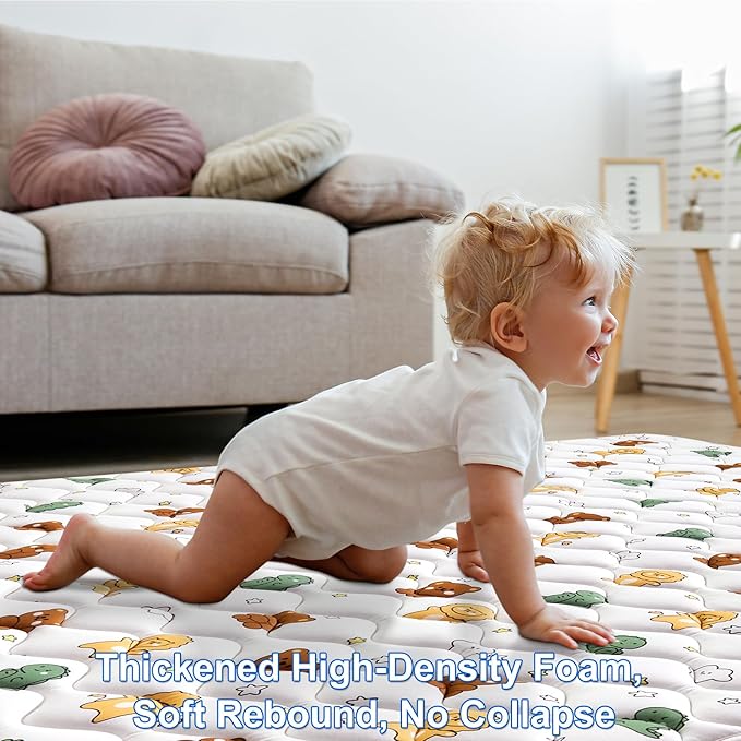 Baby Play Mat 71" X 59", Premium Thicken Foam One-Piece Crawling Mat, Extra Large Non-Slip Cushioned Activity Playmats for Babies, Toddlers, Infants, Play & Tummy Time