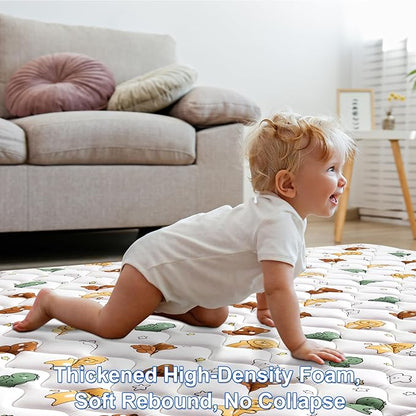 Baby Play Mat 71" X 59", Premium Thicken Foam One-Piece Crawling Mat, Extra Large Non-Slip Cushioned Activity Playmats for Babies, Toddlers, Infants, Play & Tummy Time