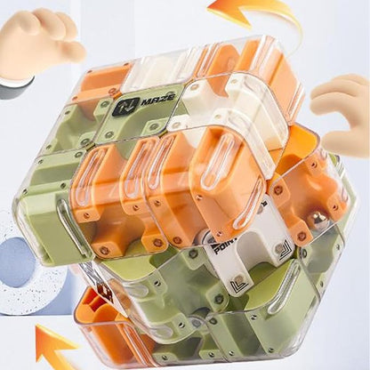 Large Puzzle Maze Cube - Engaging Brain Teaser Toy, 3D Maze Magic Cube & Ball, Mazes Ball Puzzles for Logical Thinking (Mixed,1set)