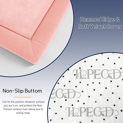 Baby Play Mat for Floor Tummy Time Mat Nursery Rug Muscle Area Rug Playroom Tatami 79"x118" Memory Foam 1.3" Thick Crawling For Babies,Toddlers, Infants, Kids,Floor(Pink)