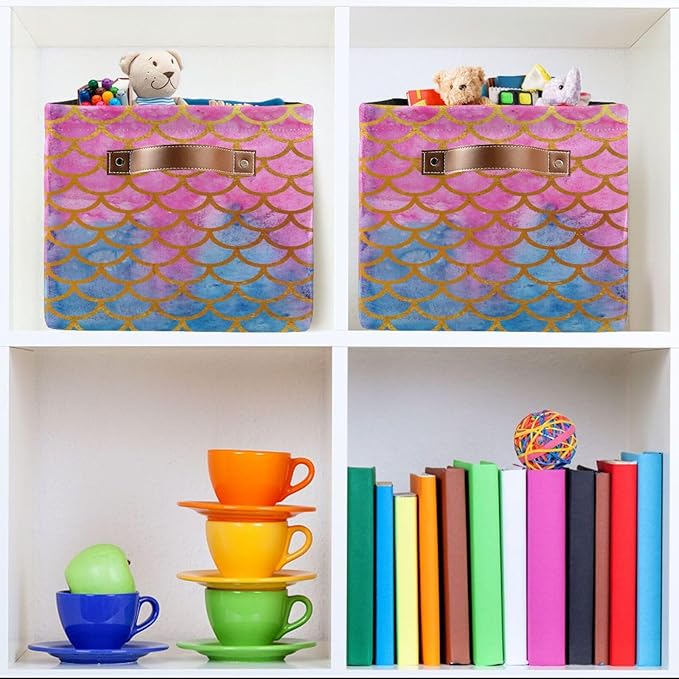Mermaid Rectangular Storage Basket Organizer Bin Shelf Baskets For Clothes Gifts For Home Office Dorm