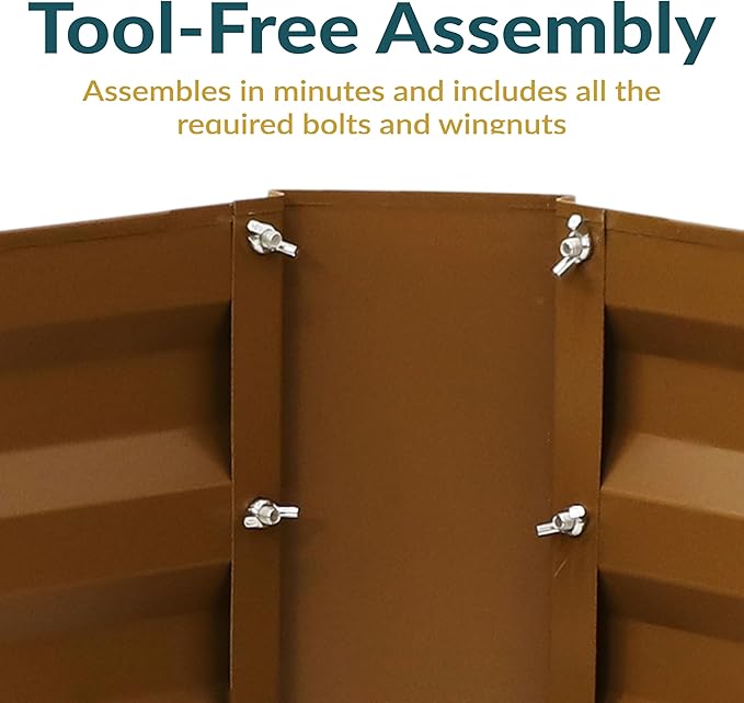 Sunnydaze 11.75" H Raised Metal Garden Bed - Galvanized Raised Garden Bed Outdoor for Vegetables and Flowers - Brown - Square