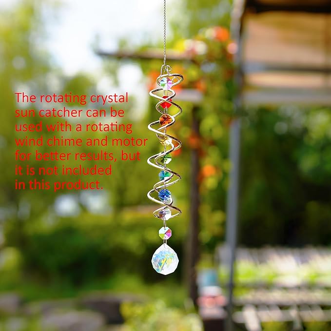 H&D HYALINE & DORA Sun Catchers for Windows,Crystal Sun Catcher with Seven Chakra Beads,Decorative Wind Spinner Tail Suncatcher for Indoor Christmas Decoration17.7in