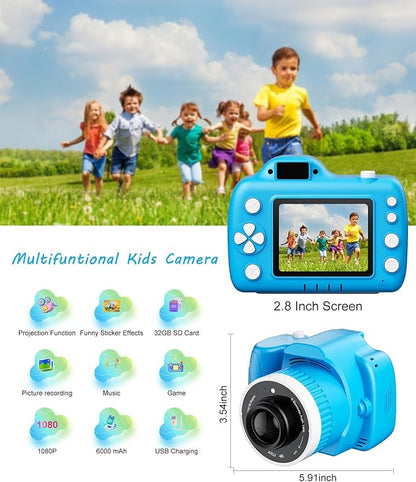 Kids Camera Toys for 5-12 Year Old Girls Boys,1080P Kids Digital Camera with Projector, Digital Video Camera with Music Download for Girls and Boys,Best Chritmas Birthday Festival Gift for Kid (Blue)