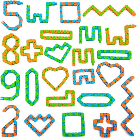 24 Pcs Wacky Tracks Snap Click Toys for Party Favors, Snake Puzzles Fidget Bulk Toys for School Classroom Prize, Goodie Bag Stocking Stuffers, Christmas Easter Thanksgiving Gifts for Kids Students