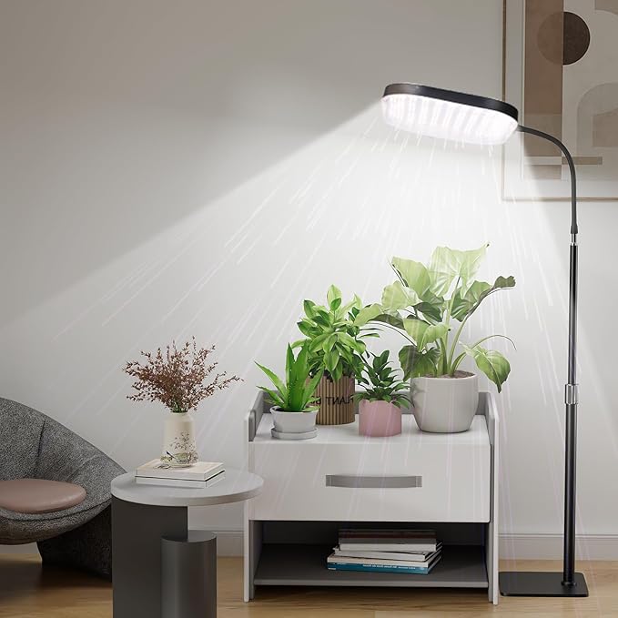 Grow Lights for Indoor Plants with Stand Full Spectrum, Floor Plant Growing Lamp with 336 LEDs for Large Plants, 4/8/12H Auto Timer,5 Brightness, 40-52 inches Height Adjustable