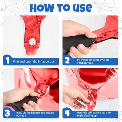 Giant Foil Balloons, 6Pcs Large Metallic Red Round Balloons, 22 Inch Big Round Foil Balloon for Red Birthday Party Baby Shower Wedding Decorations