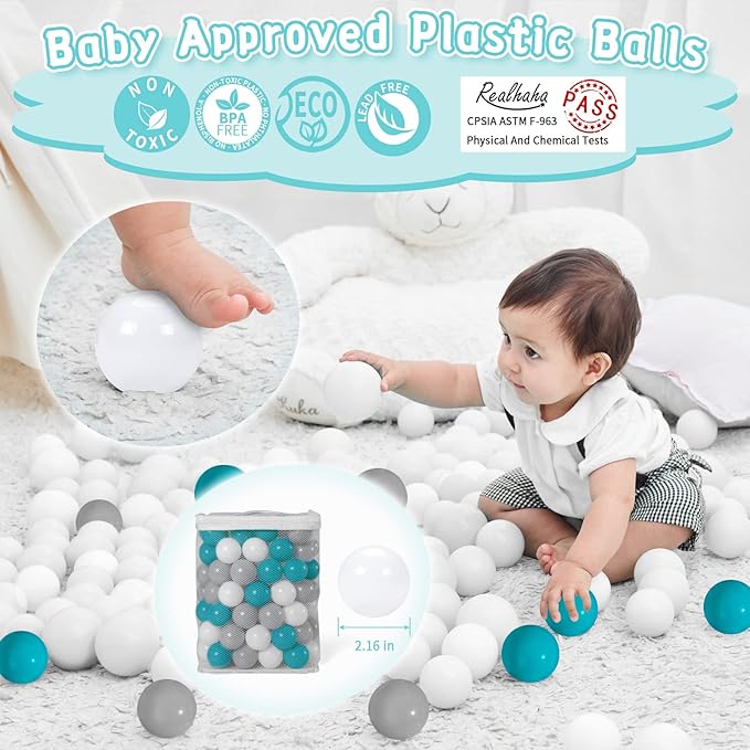 Realhaha Ball Pit Balls 50 100 200 500 Play Balls Plastic Balls for Baby Girls Toddlers Kids Play Tent Pool Playhouse Playpen Party Decoration