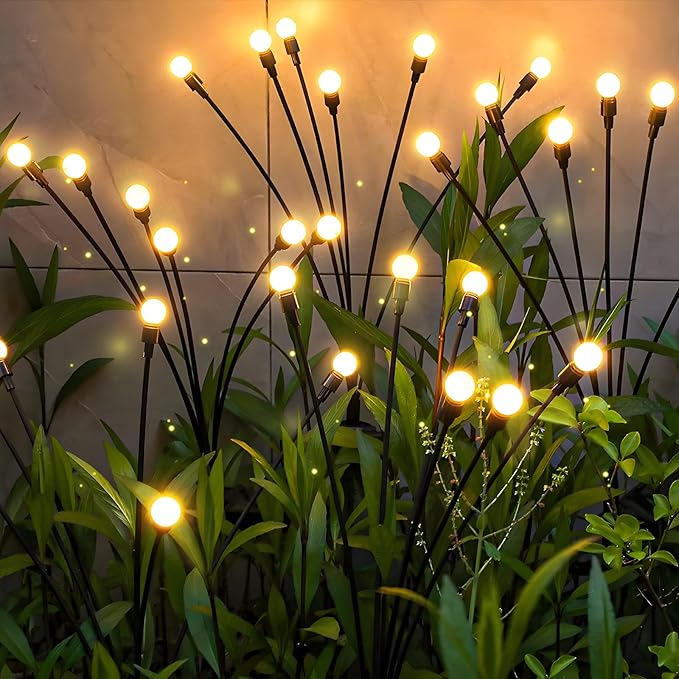 Warm-4Pack 32LED Firefly Warm Changing Lights,Garden Solar Lights Outdoor Decorative,Yard Waterproof Solar (Warm-4pcs)