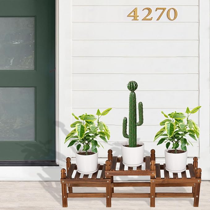 Plant Stand Indoor,3 Tier Small Plant Stand Corner Plant Shelf for Multiple Plants,Wooden Low Plant Bench for Windowsill Patio Balcony Garden (Free-Style Combination)