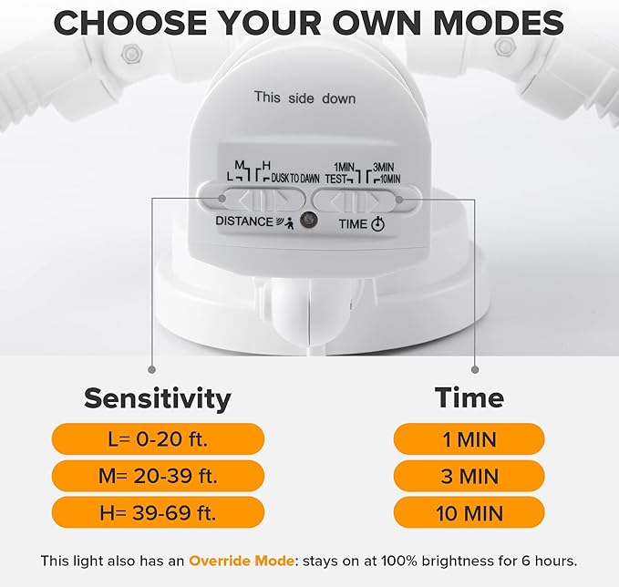 LUTEC 72W 7500LM LED Security Lights Motion Sensor Light Outdoor, 5000K Daylight, IP65 Waterproof, Dusk to Dawn, 3-Head Motion Detected Flood Light for Garage, Yard, Porch(White)