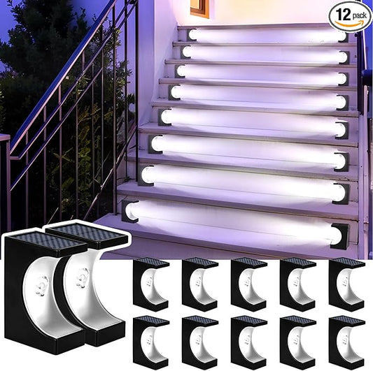 JSOT Solar Step Lights - Outdoor Stair Lights 12 Pack Deck Light Solar Powered Decor Light for Garden Yard Patio Front