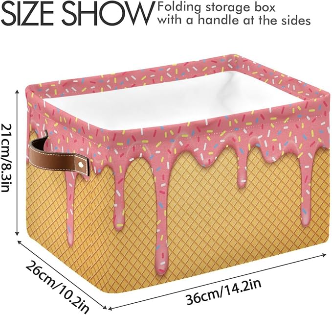 Ice Cream Rectangular Storage Basket Organizer Bin Shelf Baskets For Clothes Gifts For Home Office Dorm