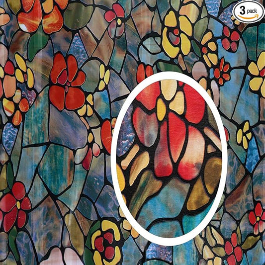 d-c-fix 346-0431-3PKA Self-Adhesive Privacy Glass Window Film, Venetian Garden, 17" x 78" Roll, 3-Pack with Applicator