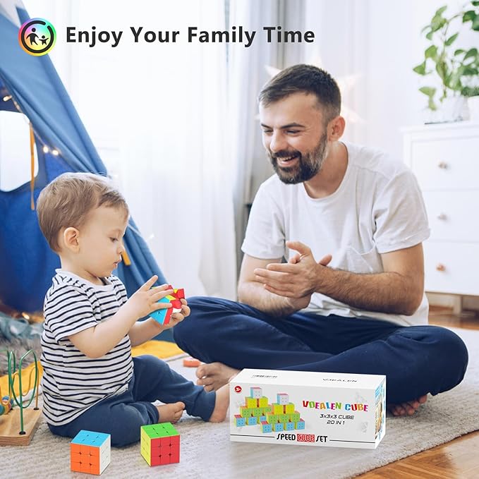 Full Size 3x3x3 Speed Cube Set, 2.2in Puzzle Party Favors Toy Stickerless Magic Cube Set, School Classroom Prize for Students, Birthday Party Stocking Stuffers Gifts for Kids Teens Adults(20 Pack)