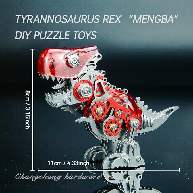 3D Metal Puzzles for Adults,3D Metal Model Kits Mechanical Dinosaur Model Tyrannosaurus Rex,Steel 3D Puzzles Stainless Steel Ornaments for Adults Home Decor Art Craft Gifts Toys.
