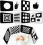 2 PCS Baby Visual Stimulus Cards, Double-Sided High Contrast Black and White Flashcards Sensory Developmental Montessori Cards Set for Newborn Boy Girl Baby Tummy Time (39” X 8”)