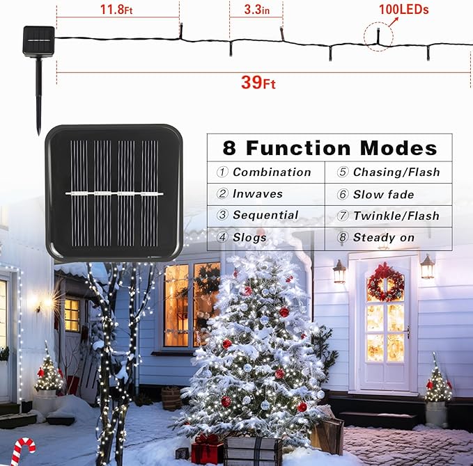 6 Pack Solar String Lights Outdoor, 600 LED Extra-Long 236Ft Solar Lights Outdoor with 8 Lighting Modes, IP65 Waterproof for Garden, Patio, Xmas, Balcony, Tree, Wedding, Party Decor (White)