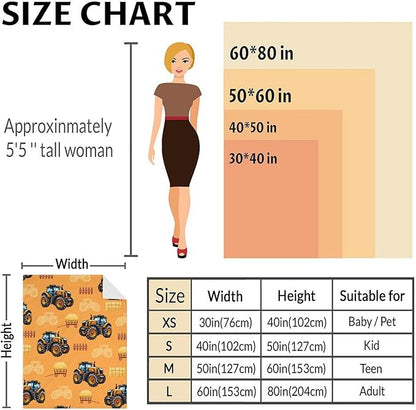 Kids Blanket Tractor Throw for Kids Adults, 60x80 Inches Lightweight Soft Cute Tractor Decor Throw Blankets for Sofa Chair Couch Bed