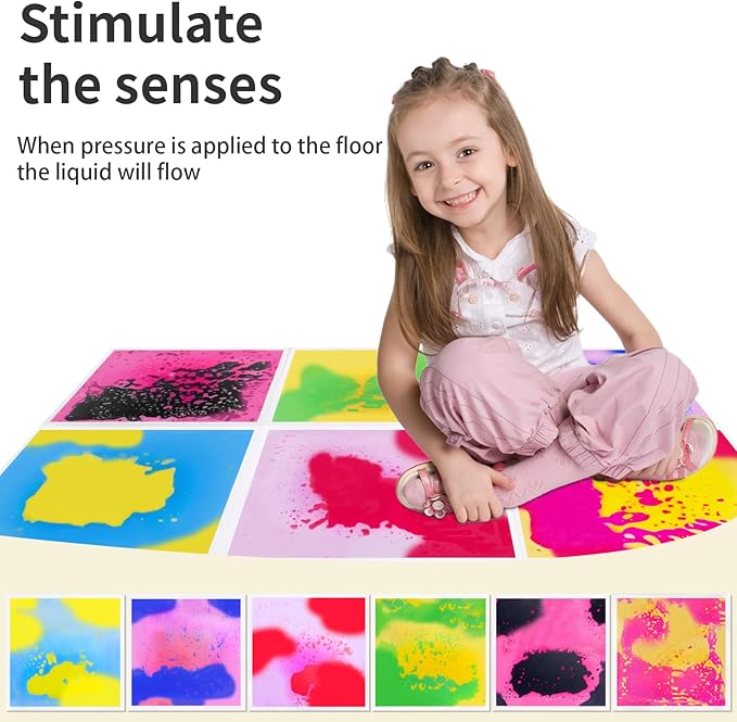 Liquid Lava Tiles for Kids： 11.8x11.8 in Educational Play Mat with Non-Slip Base Develop Motor Skills & Creativity for Children 3-12 Years（6PTFG1