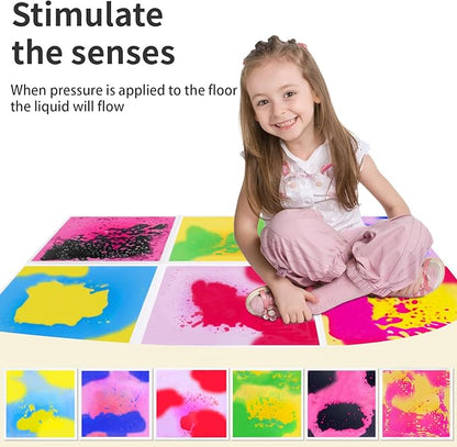 Liquid Lava Tiles for Kids： 11.8x11.8 in Educational Play Mat with Non-Slip Base Develop Motor Skills & Creativity for Children 3-12 Years（6PTFG1