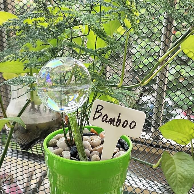 MOONSOUND Plant Watering Globes, 2pcs Plant Automatic Water Bulbs Flower Self Feeder Balls Irrigation Device Auto Waterer Planter Insert Stakes for Indoor Outdoor Garden Potted While Away on Vacation