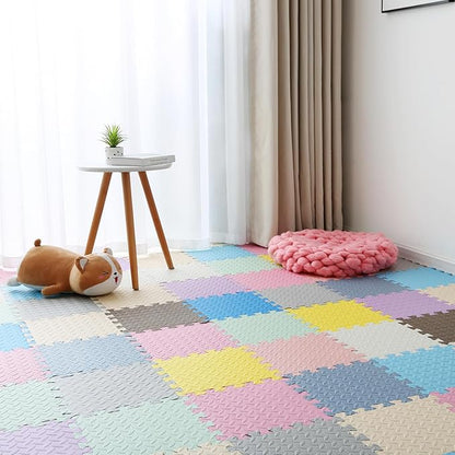 16 Tiles Foam Play Mat for Baby, Soft & Safe EVA Foam Mats for Floor, Square Baby Play Mat, Kids Foam Puzzle Floor Mat, 47x47 Play Mat for Playpen(Bean Green/Light Blue)