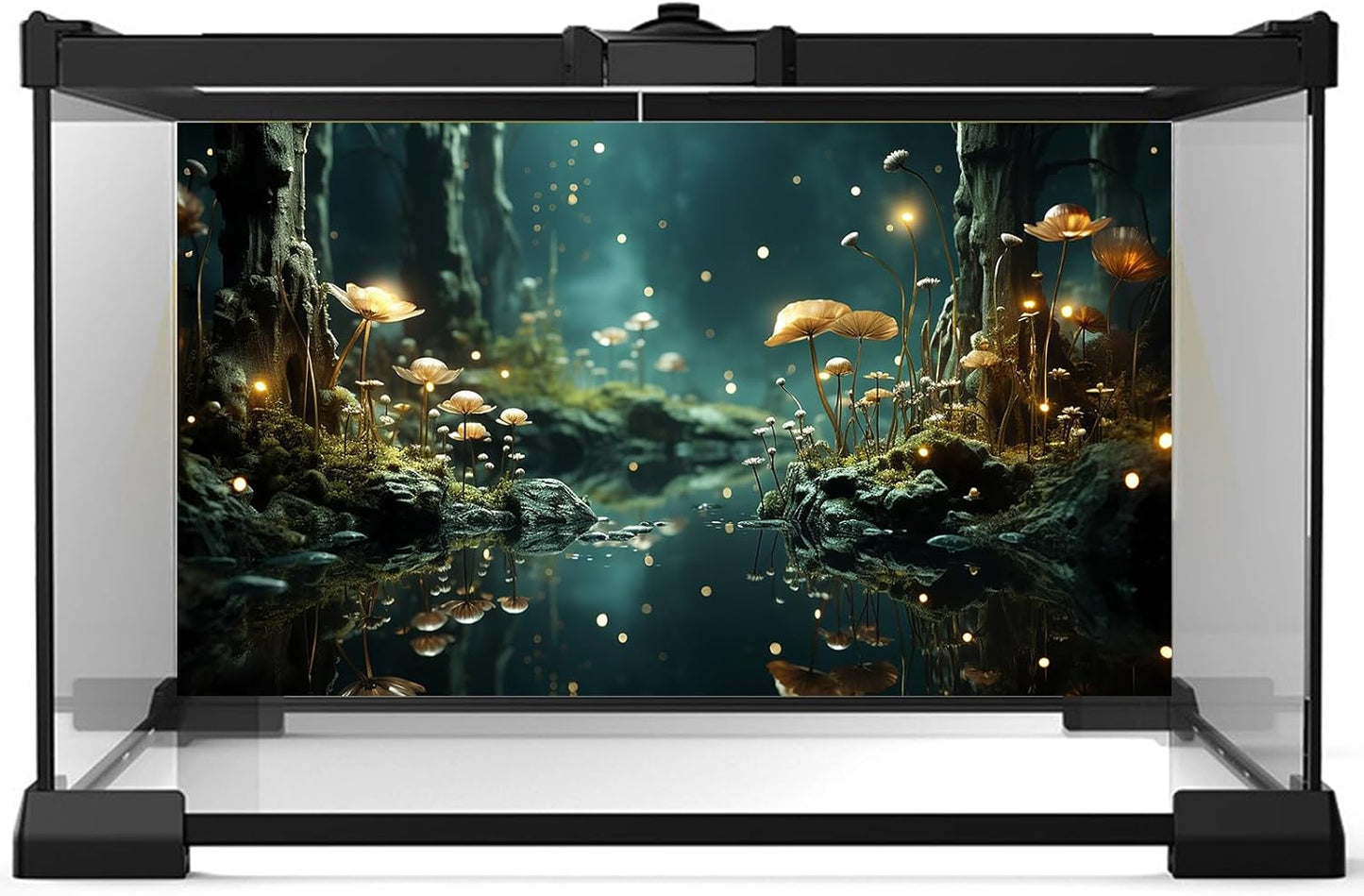 Fantasy Aquarium Background Rock Flowers Tranquil Water Scene Terrarium Backdrop Fantasy Lights Fish Tank Background Reptile Habitat Backdrop Aquarium Poster Wallpaper Decor Vinyl 48x24in