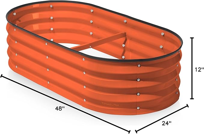 Galvanized Raised Garden Beds Outdoor // 4×2×1 ft Planter Raised Beds for Gardening, Vegetables, Flowers (Orange) // Large Metal Garden Box