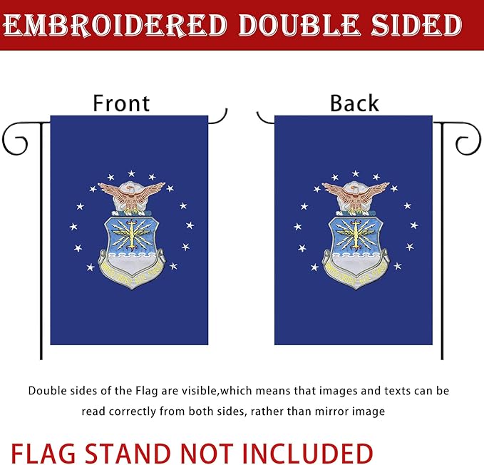 US Embroidered Air Force Garden Flag Double Sided 12x18 inch American Air Force Yard Lawn Garden Flags Banner Heavy Duty Vivid Color Waterproof