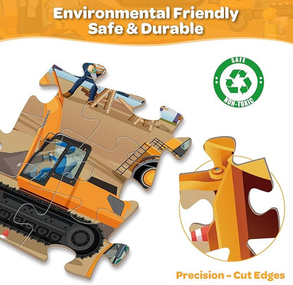 Construction Floor Puzzle for Kids - 48 Pieces Large Construction Vehicle Jigsaw Puzzles for Kids 3-5, Toddler Learning Preschool Educational Toys 12 Month+, Birthday Christmas Gifts for Boys Girls