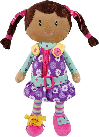 Snuggle Stuffs Sugar Snap Plush Learn to Dress Doll for Toddlers - 15" - for 2 Year Old Girl - Montessori