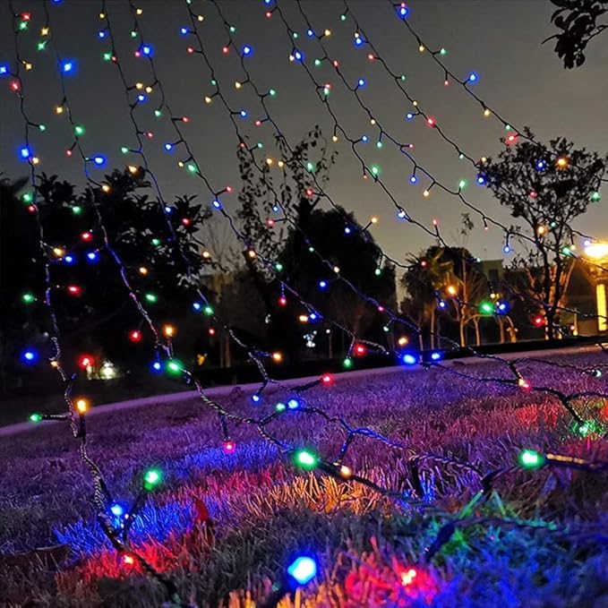 weillsnow 66 FT 200 LED Christmas Lights, Plug in Connectable Green Wire Fairy Lights with 8 Twinkle Modes, Outdoor Waterproof Christmas Lights for Garden Patio Wedding Decorations (Multicolored)