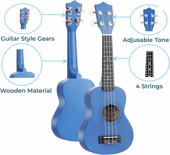 21 Inch Wooden Kids Toddler Child Children Acoustic Guitar Musical Instruments Ideal for 3-9 Year Old Boys Girls Gifts (Blue)