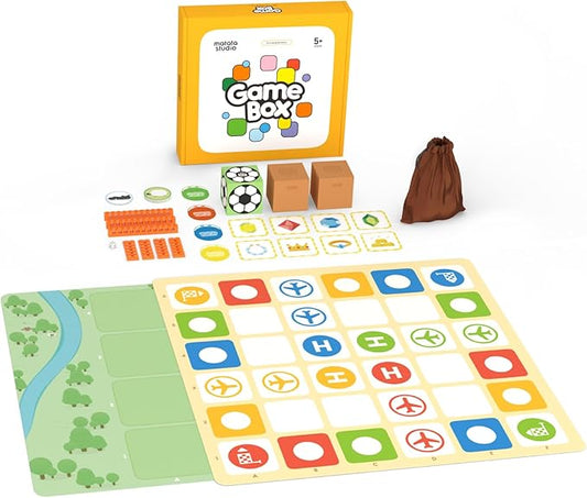 Game Box with 5 Programming Board Games for Coding Set & Pro Set, Education Add-on with Rich Learning Materials for Kids Aged 4-10