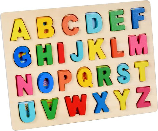 Alphabet Puzzle Wooden ABC Puzzle for Toddlers 3 4 5 Year Old Puzzles Learning Toys, Letter Block Floor Puzzles Toy Kids Ages, Preschool Educational Board Game for Boys and Girls Gifts Toddler
