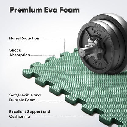 Home Gym Mat, Puzzle Exercise Mat, EVA Interlocking Foam Floor Tiles for Home Workout Equipment and Kids' Play Areas - Blue, 24 in x 24 in x ½ in - (Green, 32 Pack(128 SQ FT))
