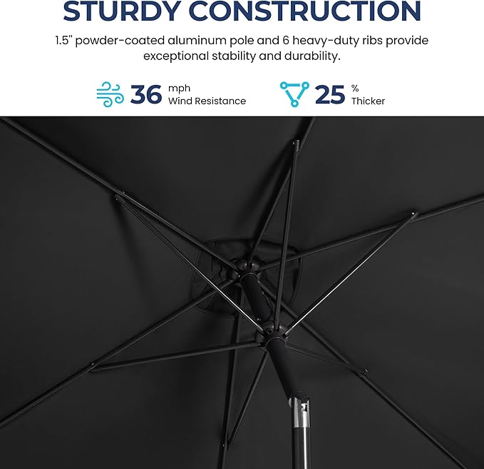 SUNVIVI OUTDOOR Patio Umbrella, 6.5' x 10' Rectangular Patio Umbrella, Metal Pole Square Outdoor Umbrella with Crank and Push Button Tilt, 6 Steel Ribs, Polyester Canopy