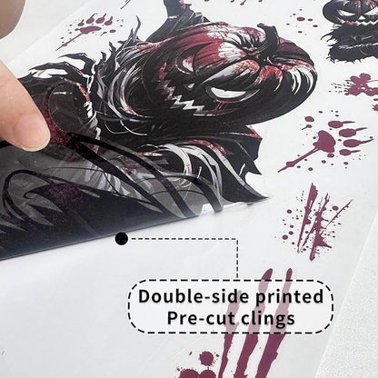 Halloween Window Clings Stickers for Glass Halloween Decals Decorations Scary Ghost Skull Pumpkin Window Sticker with Bloody Handprint Bat Designs for Spooky Party DIY Decor Supplies